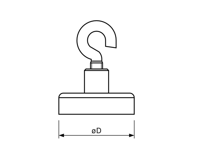 Ferriet potmagneet met oog wit gelakt