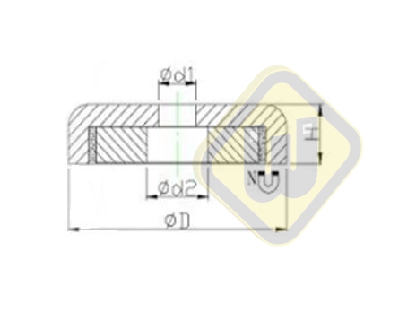 Neodymium Potmagneet vlak met doorlopend potgat. vernikkeld. W42NDP-Ni