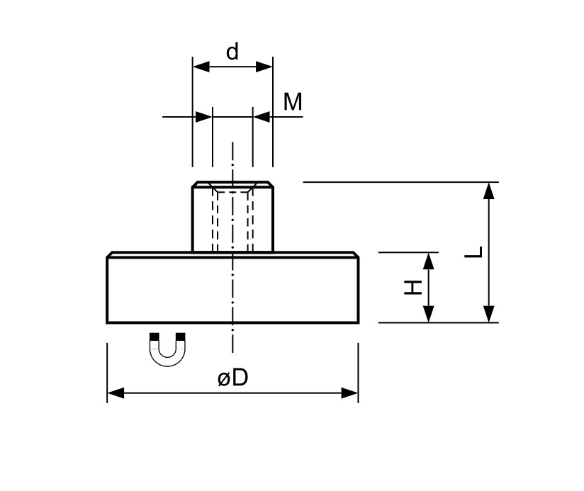 Potmagneet met draadbus