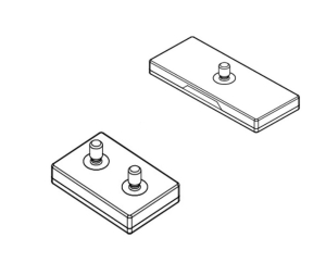 Technische tekening Neodymium magneetsysteem rubber rechthoek draadstift A75x22AG-KsM4