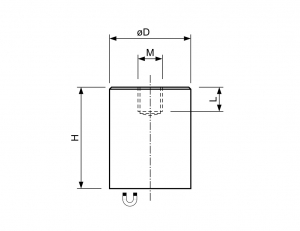 Technische tekening Alnico busmagneet staal verzinkt met draadgat SGG40ALN-vM8x12