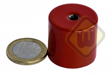 Alnico busmagneet staal met draadgat rood gelakt MP.10.04