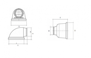 Technische tekening Deurmagneet systeem op rubber basis recht CF22-1W ZWART
