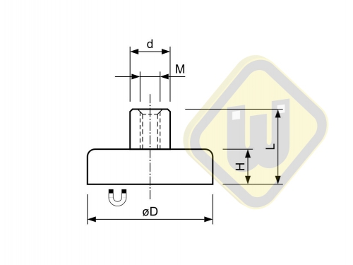 Ferriet potmagneet draadbus verzinkt F100A-vM12