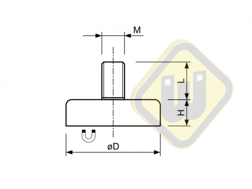 Ferriet potmagneet draadstift verzinkt F10AG-vM3x7