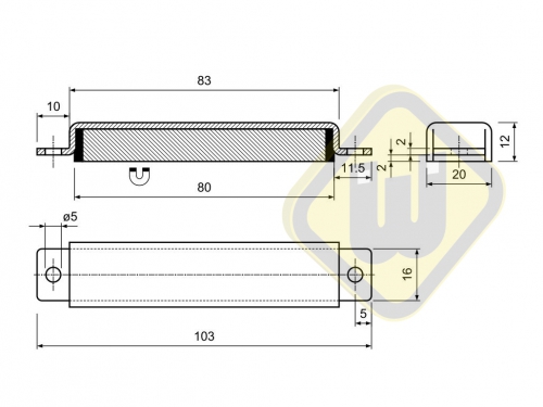 Ferriet rechthoekig magneetsysteem verzinkt ML type C