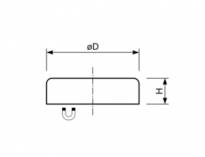 Technische tekening Ferriet potmagneet vlak verzinkt F80B-v