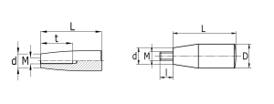 Technische tekening Handgreep Kegelgreep M6x10