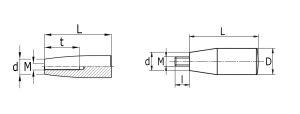 Technische tekening Handgreep Kegelgreep M8