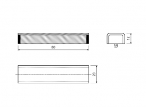 Technische tekening Ferriet rechthoekig magneetsysteem verzinkt ML type A