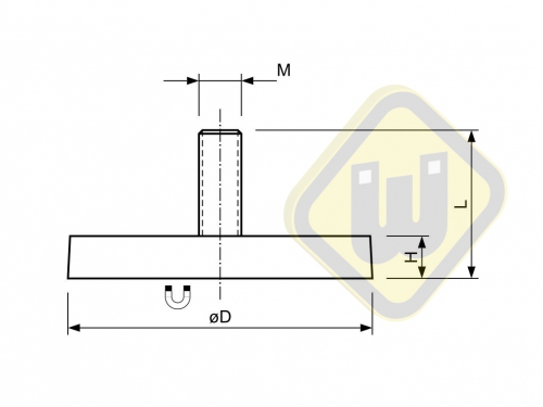 Neodymium magneetsysteem rubber draadstift A12AG-KsM4x8