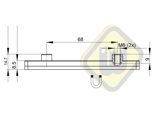 Neodymium magneetsysteem rubber rechthoek draadbus A110x45A-Ks2xM6