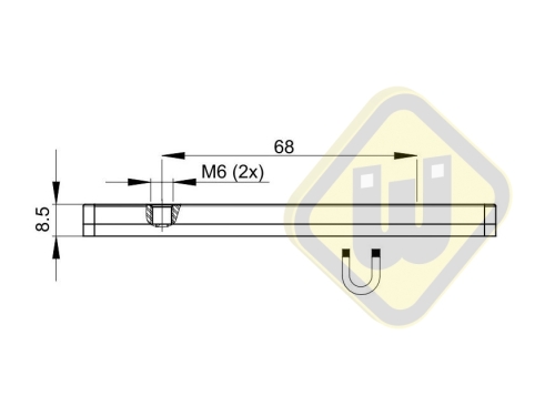 Neodymium magneetsysteem rubber rechthoek draadgat A110x45D-Ks2xM6