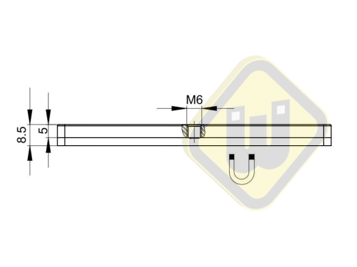 Neodymium magneetsysteem rubber rechthoek draadgat A110x45D-KwM6