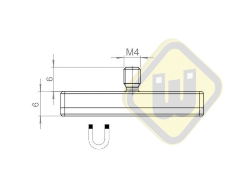 Neodymium magneetsysteem rubber rechthoek draadstift A35x22AG-KsM4