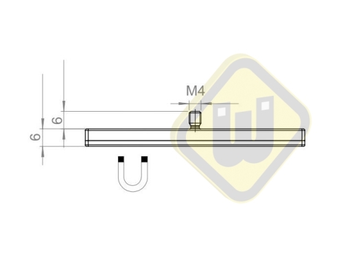 Neodymium magneetsysteem rubber rechthoek draadstift A75x22AG-KwM4