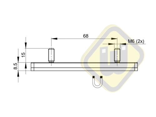 Neodymium magneetsysteem rubber rechthoek draadstiften A110x45AG-Kw2xM6