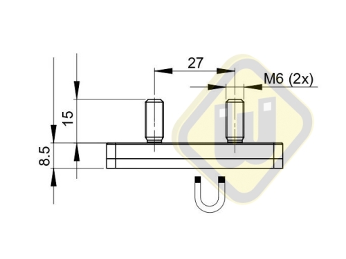 Neodymium magneetsysteem rubber rechthoek draadstiften A59x45AG-Ks2xM6