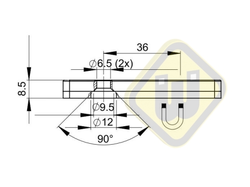 Neodymium magneetsysteem rubber rechthoek verzonken gat A74x45C-Ks2x