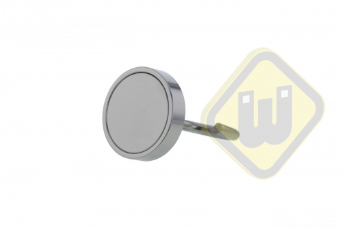 Neodymium potmagneet draadbus met haak M6. Vernikkeld W40NDH-Ni