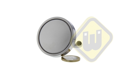 Neodymium potmagneet draadbus met oog. vernikkeld W50NDO-Ni