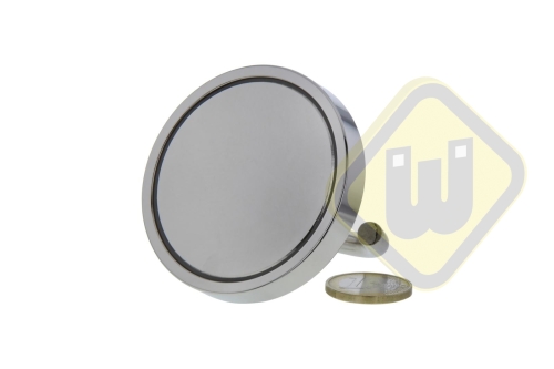 Neodymium potmagneet draadbus met oog. vernikkeld W63NDO-Ni