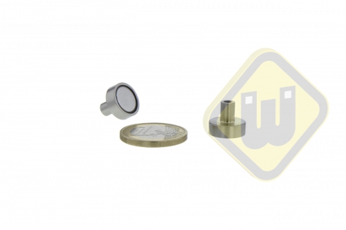 Neodymium potmagneet draadbus vernikkeld W13NDA-NiM3