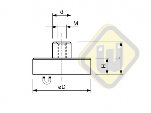 Neodymium potmagneet draadbus vernikkeld W16NDA-Ni