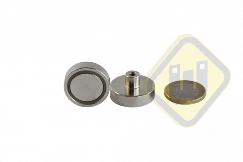 Neodymium potmagneet draadbus vernikkeld W25NDA-NiM4