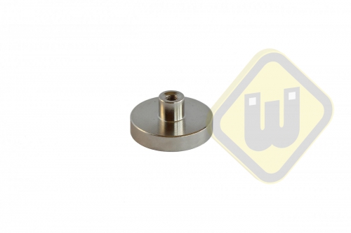 Neodymium potmagneet draadbus vernikkeld W32NDA-NiM5