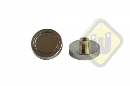Neodymium potmagneet draadbus vernikkeld W32NDA-NiM5