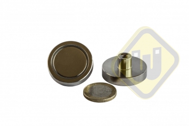 Neodymium potmagneet draadbus vernikkeld W32NDA-NiM5