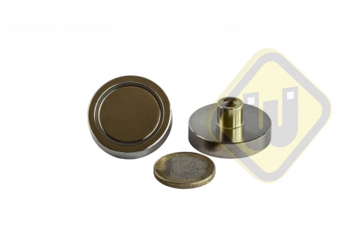 Neodymium potmagneet draadbus vernikkeld W32NDA-NiM5