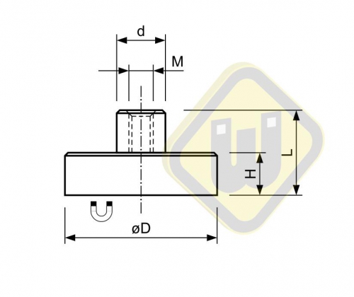 Neodymium potmagneet draadbus verzinkt F6NDA-vM3