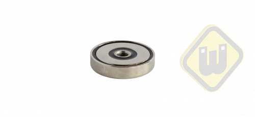 Neodymium potmagneet met doorlopend draadgat vernikkeld W32NDD-NiM6