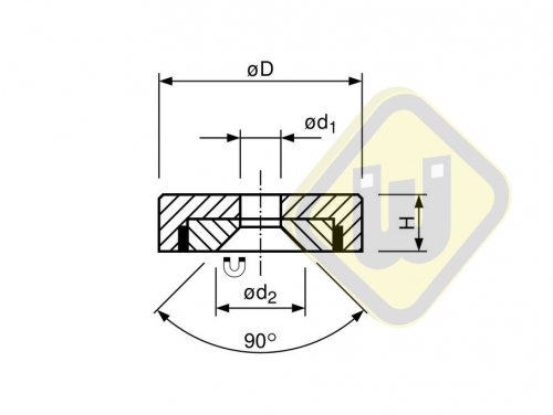 Neodymium potmagneet vlak doorlopend verzonken gat verzinkt F13NDC-v