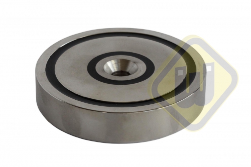 Neodymium potmagneet vlak doorlopend verzonken gat vernikkeld W116NDC-Ni