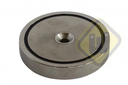 Neodymium potmagneet vlak doorlopend verzonken gat vernikkeld W135NDC-Ni