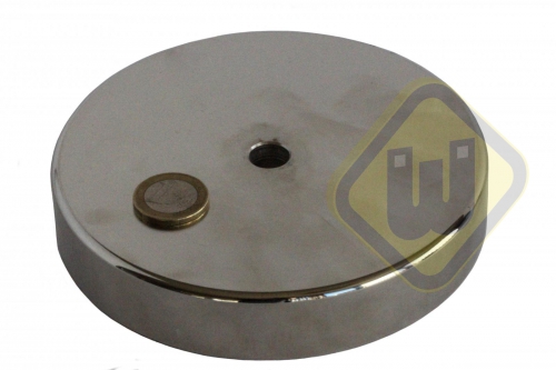 Neodymium potmagneet vlak doorlopend verzonken gat vernikkeld W135NDC-Ni