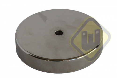 Neodymium potmagneet vlak doorlopend verzonken gat vernikkeld W135NDC-Ni
