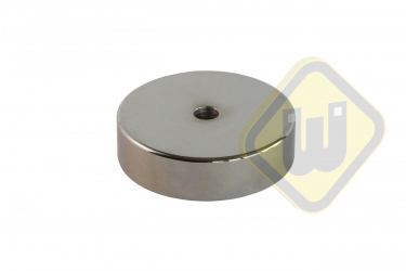 Neodymium potmagneet vlak doorlopend verzonken gat vernikkeld W75NDC-Ni