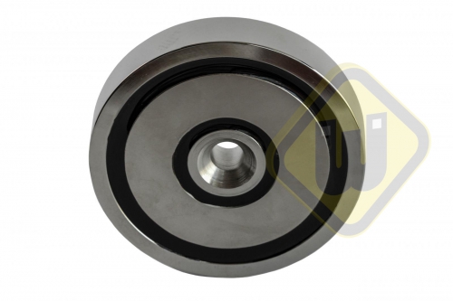 Neodymium potmagneet vlak doorlopend verzonken gat vernikkeld W94NDC-Ni