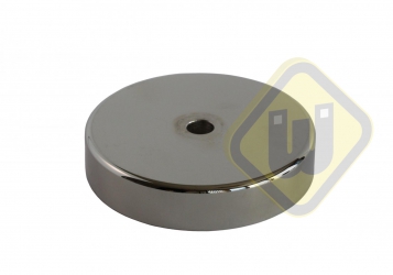 Neodymium potmagneet vlak doorlopend verzonken gat vernikkeld W94NDC-Ni