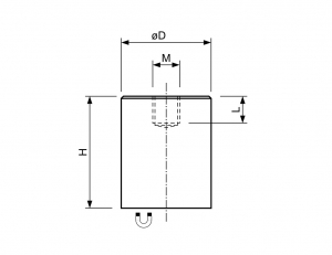 Technische tekening Neodymium busmagneet staal verzinkt met draadgat SG8STND-vM3x5