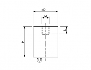 Technische tekening Neodymium busmagneet staal verzinkt met draadgat SG10STND-vM4x7