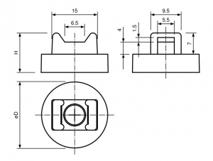 Technische tekening Neodymium magneetsysteem rubber zadel A43D-KsM4KaH
