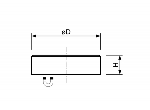 Technische tekening Neodymium potmagneet vlak verzinkt F20NDB-vH3.5