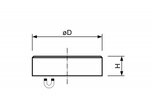 Technische tekening Neodymium potmagneet vlak verzinkt F20NDB-v