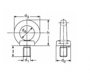 Technische tekening Oogbout M6