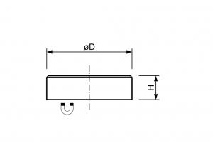 Technische tekening Samarium Kobalt potmagneet vlak verzinkt F10SCB-v